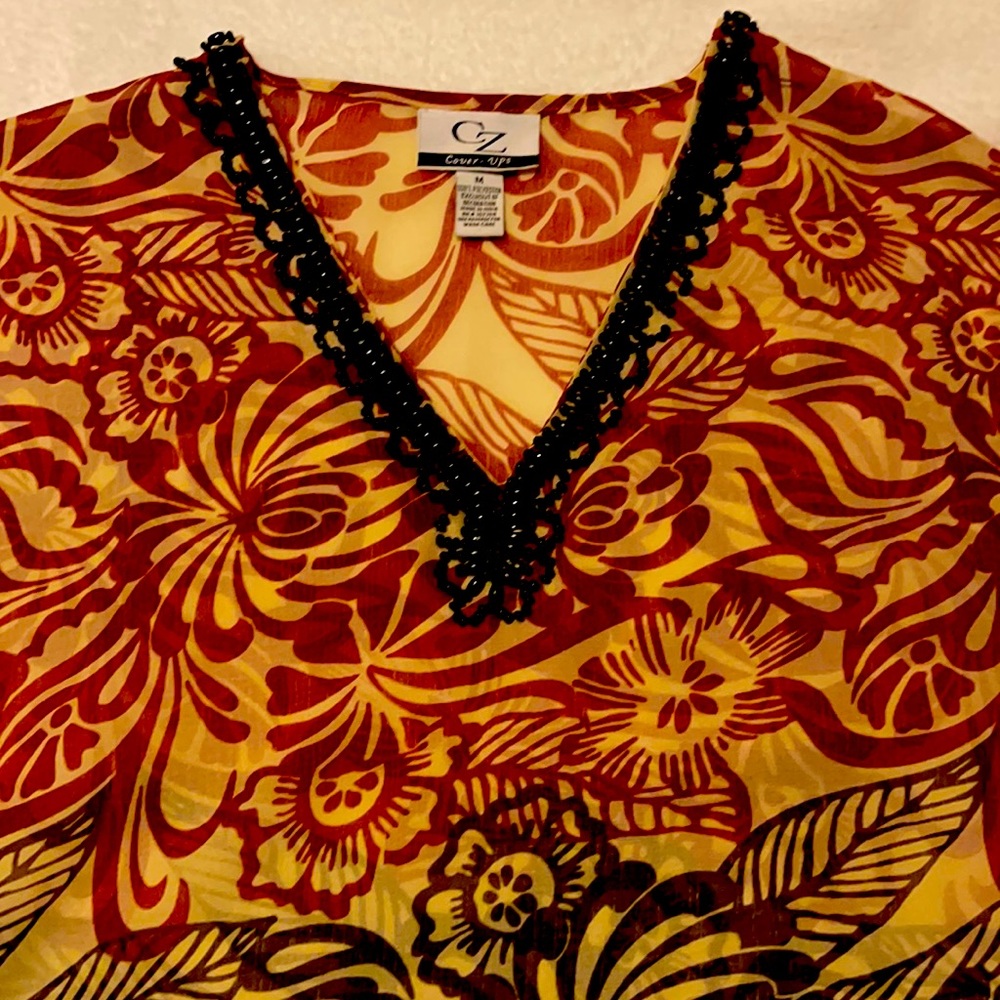 Sheer Island FUN Beautiful Cover-Up medium 100% polyester for over Swimsuit